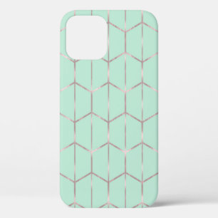 Roségold und Minze Chic Sechseck Geometrischer Gla Case-Mate iPhone Hülle
