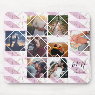 Roségold und rosa Marmor Personalisierter Benutzer Mousepad