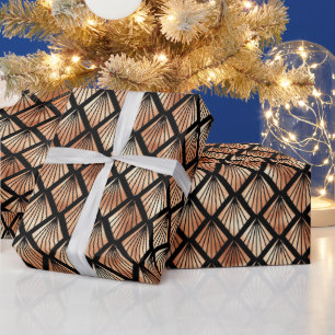 Roségold- und Schwarzdiamant-Art-Deco-Muster Geschenkpapier