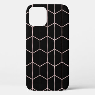 Roségold und schwarzer schicker Sechseck geometris Case-Mate iPhone Hülle