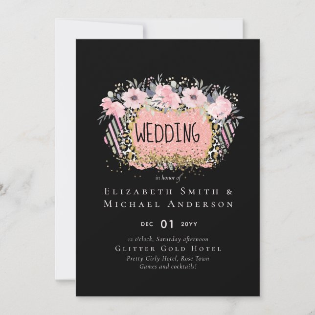 Rosegold WEDDING Girly Pink Glitzer Glam (Vorderseite)