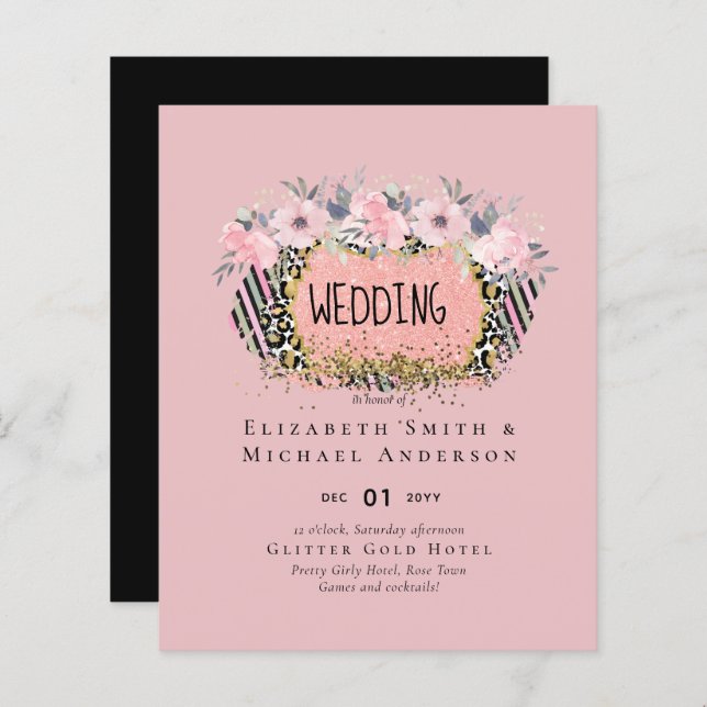 Rosegold WEDDING Girly Pink Glitzer Glam (Vorne/Hinten)