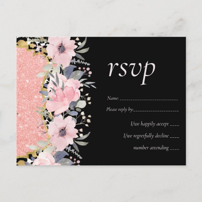 Rosegold WEDDING Girly Pink Glitzer Glam Postkarte (Vorderseite)