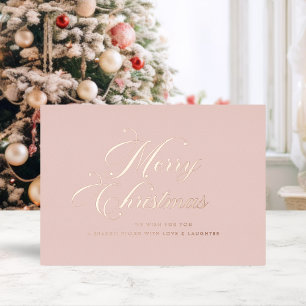 Roségold-Weihnachtskarte Folien Feiertagskarte