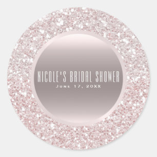 Roségold Weiß Rosa Glitter Elegantes Hochzeitsgesc Runder Aufkleber