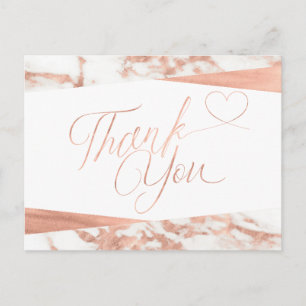 Roségold-weiße Marmor-Schriftart Danke Postkarte