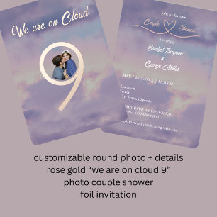 roségold wir sind auf wolke 9 foto hochzeitspaar e folieneinladung
