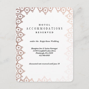 Roségoldene elegante Hochzeitshotelkarte Begleitkarte