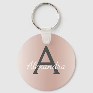 Roségoldene falsche Edelstahl-Monogramm Schlüsselanhänger