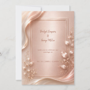 Roségoldene florale Luxus-Hochzeit metallischer Gl Einladung