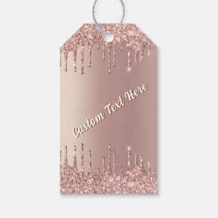 Roségoldene glitzernde Geschenkanhänger mit indivi
