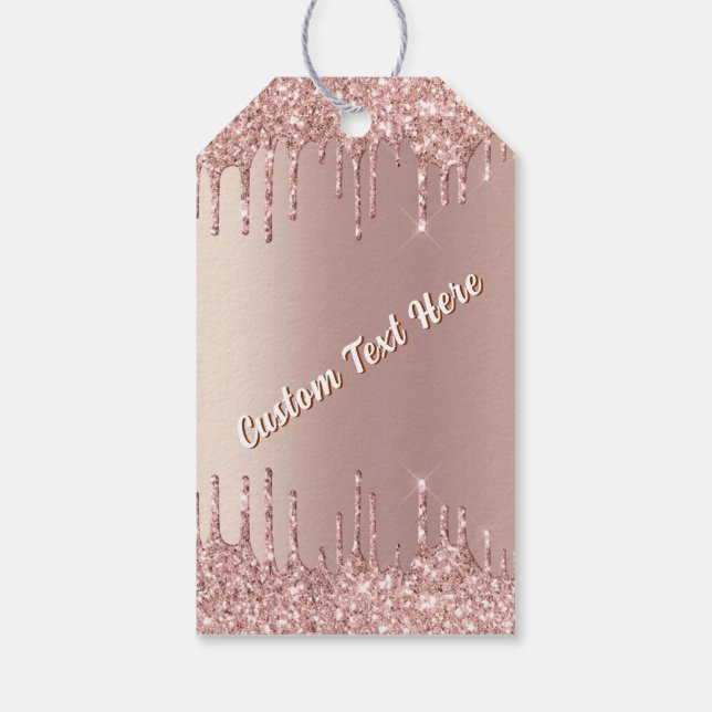 Roségoldene glitzernde Geschenkanhänger mit indivi (Rückseite)