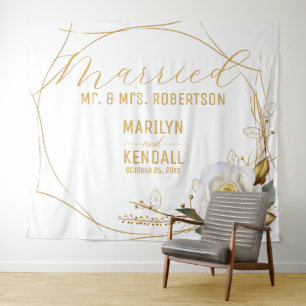 Roségoldene Hochzeitshintergrund Wandteppich