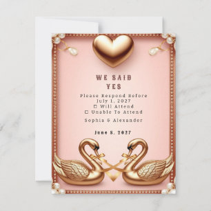 🌺 Roségoldene Hochzeitskollektion 💐 RSVP Karte