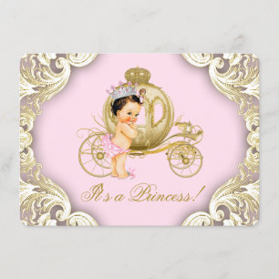 Roségoldene Prinzessinnen-Kutsche - Babyparty Einladung