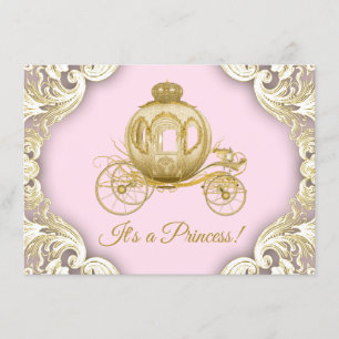 Roségoldene Prinzessinnen-Kutsche - Babyshower für Einladung