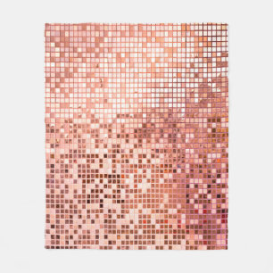 Roségoldene quadratische Mosaikfliesen in Rosa Fleecedecke
