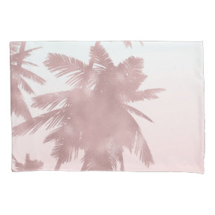 Roségoldene rosa Palmen Strand Ombre Palmenbäume C Kissenbezug