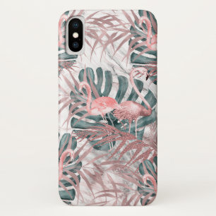 Roségoldene tropische Flamingos Blätter & Marmor Case-Mate iPhone Hülle