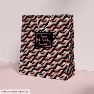 Roségoldene und schwarze Geschenktasche Lux Geburt Mittlere Geschenktüte