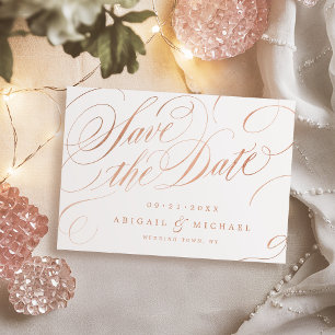 Roségoldene Vintage-Kalligrafie-Save-the-Date-Kart Save The Date