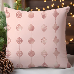 Roségoldene Weihnachtsbaum-Ornamente im Holiday-De Kissen