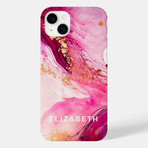 roségoldener Marmor Glitter personalisierter Name Case-Mate iPhone 14 Plus Hülle