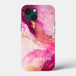 roségoldener Marmorglitter personalisierter Name Case-Mate iPhone Hülle