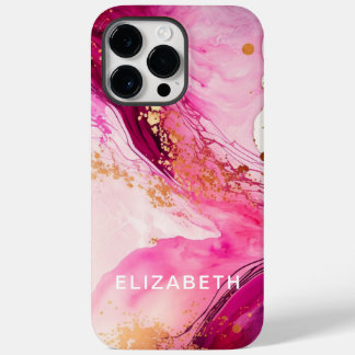 roségoldener Marmorglitter personalisierter Name Case-Mate iPhone 14 Pro Max Hülle