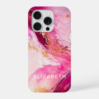 roségoldener Marmorglitter personalisierter Name  iPhone 15 Pro Hülle