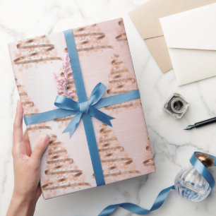 Roségoldener Weihnachtsbaum  Geschenkpapier