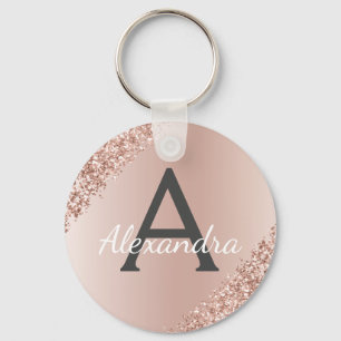 Roségoldfarbene falsche Edelstahl-Monogramm Schlüsselanhänger