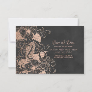 Roségoldfolie Floral Koi Hochzeit Termin merken Save The Date