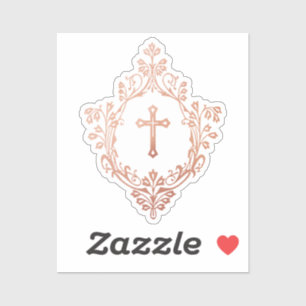 Roségoldkreuz in eleganter, vintage religiöser Wap Aufkleber