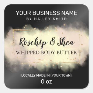 Rosehip Shea Black Pastel Pink Whippet Body Butter Quadratischer Aufkleber