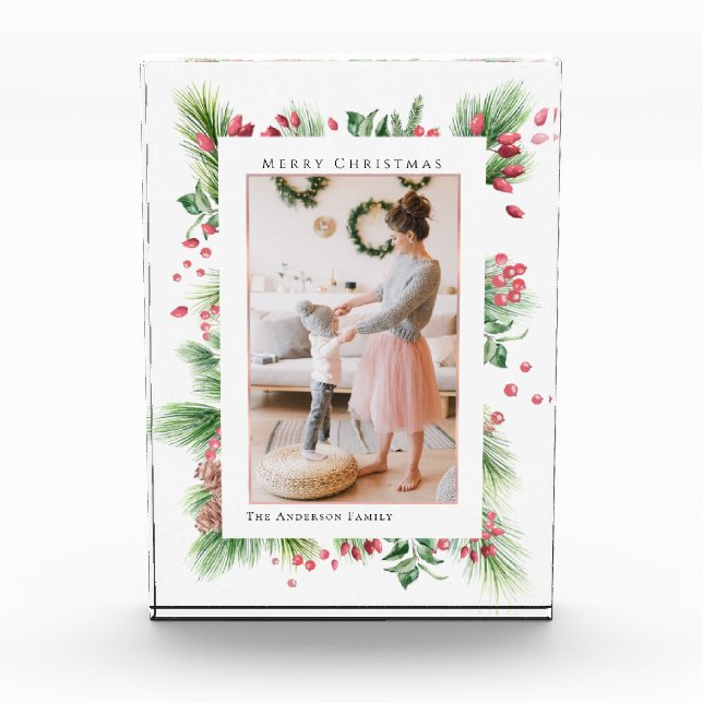 Rosehips & Holly Berries Weihnachtsgrün Foto (Vorderseite)