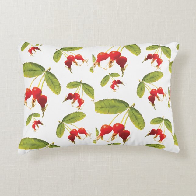 Rosehips Muster 3 Winkel Dekokissen (Vorderseite)