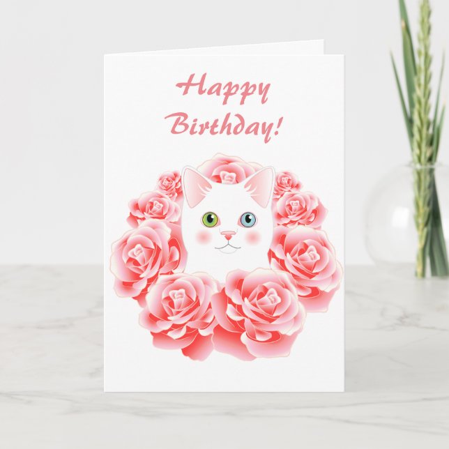 Rosekitty-Katzen-Geburtstag-Karte Karte (Vorderseite)