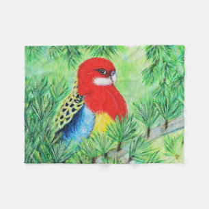 Rosella Bird Painting Fleecedecke