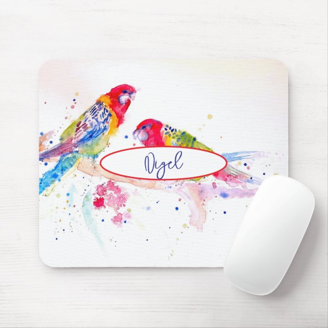 Rosella-Papagei Farbiger Vogel Vögel Whimsical Mousepad (Mit Mouse)