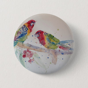 Rosella Parrot Aquarellmalerei Button