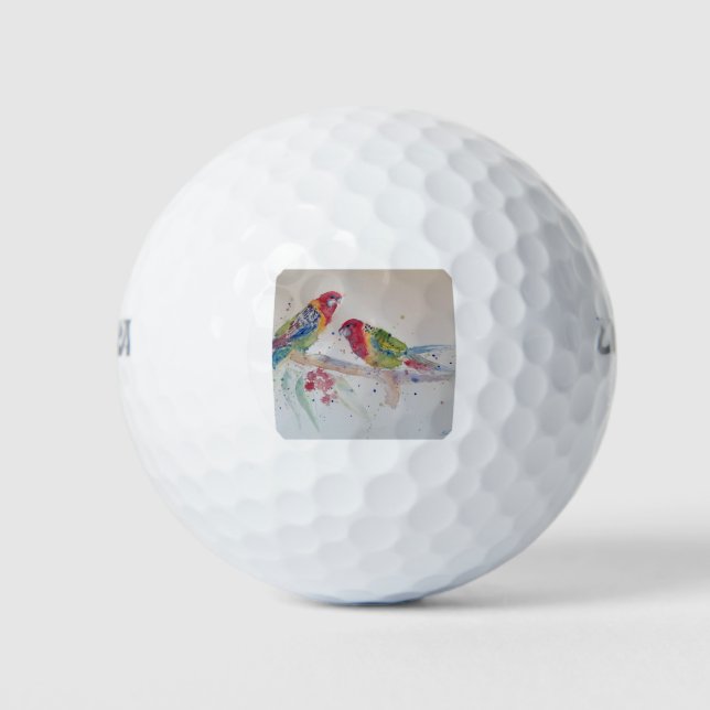 Rosella Parrot Aquarellmalerei Golfball (Vorderseite)