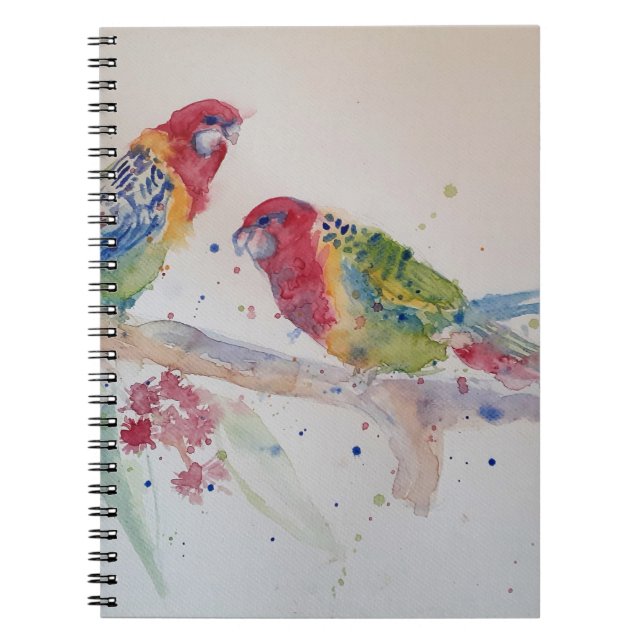 Rosella Parrot Aquarellmalerei Notizblock (Vorderseite)
