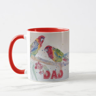 Rosella Parrot Aquarellmalerei Tasse
