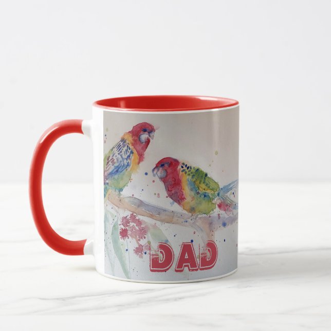 Rosella Parrot Aquarellmalerei Tasse (Links)