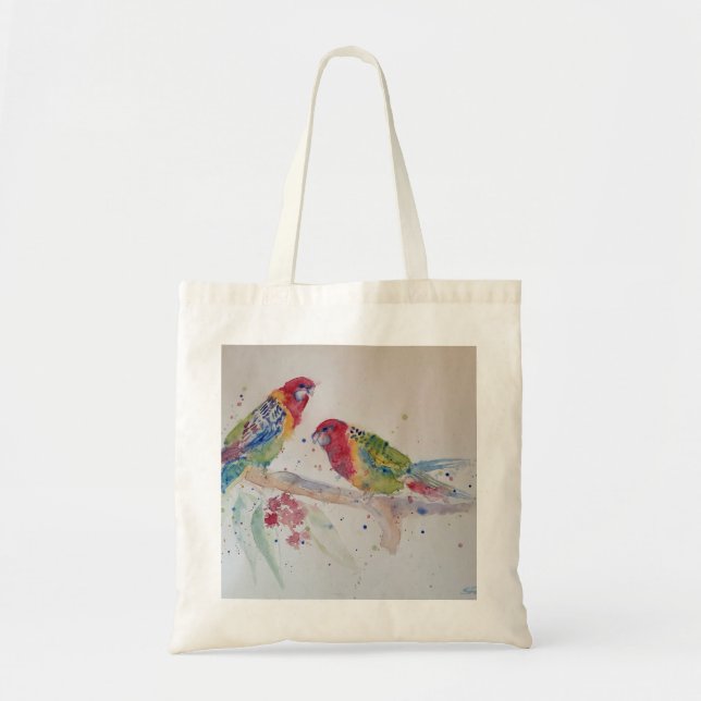 Rosella Parrot Aquarellmalerei Tragetasche (Vorne)
