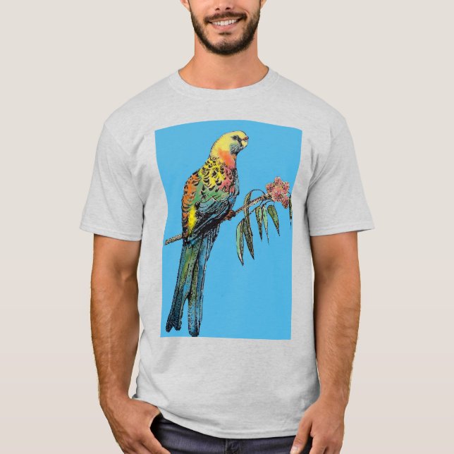 Rosella Parrot bird art Watercolor Mens T Shirt (Vorderseite)