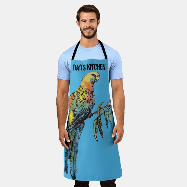 Rosella Parrot Birds Blue Pattern Mens Dads Apron Schürze (Getragen)