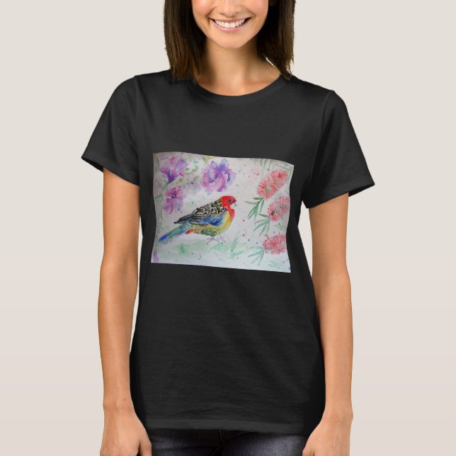 Rosella Parrot Watercolor art T Shirt (Vorderseite)