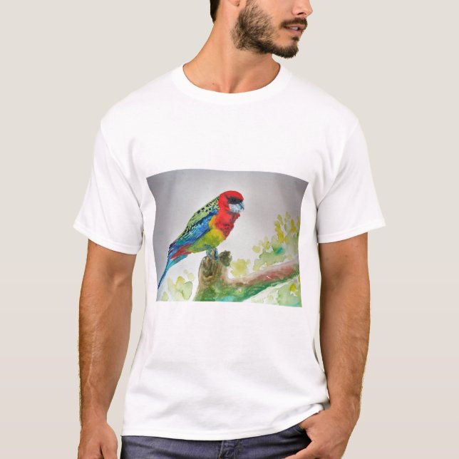 Rosella Parrot Watercolor art T Shirt (Vorderseite)